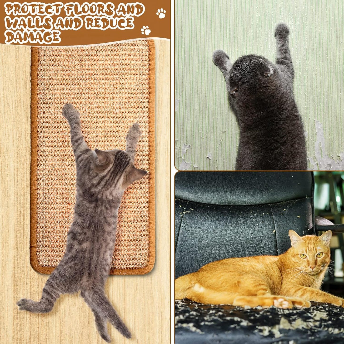 Esteras naturales para rascar gatos de sisal,